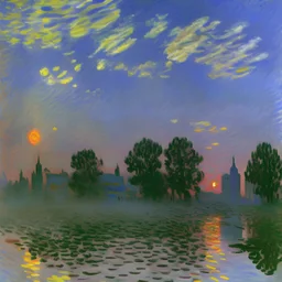 Sun in the sky small town by Monet