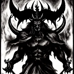 Devil demon satan king knights war code prophecy black and white saddist