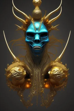 black male African alien, cracks in the head, wicked, Asian eyes, crown, blood, 8k, finely detailed, photo realistic, Boris Vallejo style turquoise skull head gold dragon space alien rain skeleton gold tooth silver helmet silver space suit spaceships