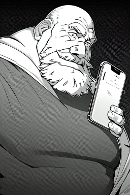 old man speak at phone, greyscale