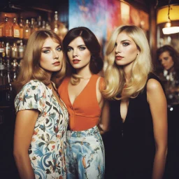 [colour picture: possibilities, one blonde and one brunette] They spoke of the transformative power of words, the need to challenge societal norms, and the responsibility of artists to provoke change. In the sanctuary of the smoky bar, they found solace in their shared vision of a world reborn, where the groovy '60s became a catalyst for revolution, not just in society but within themselves. Together, they vowed to continue their journey, to push boundaries, challenge the status quo, and capture