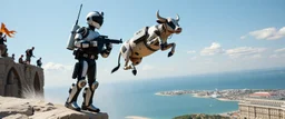 rc robot soldier female bay watch traffic cop priest cow, cliff diving in the olympics