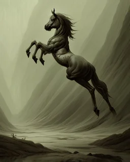 A centaur majestically galloping through the dense forest in the style of gustav dore, fantastical landscape, soft strokes , mythology portrait, classic painting