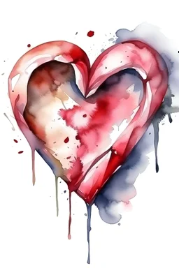 A torn heart. watercolor drawing.