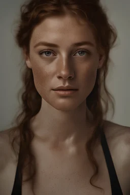 ultrarealistic portrait of a woman, skin, freckles, award-winning