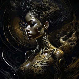 beautiful brazilian woman, Black ink flow, 8k resolution, photorealistic masterpiece by Aaron Horkey and Jeremy Mann, intricately detailed fluid gouache painting by Jean Baptiste, professional photography, natural lighting, volumetric lighting, maximalist, 8k resolution, concept art, intricately detailed, complex, elegant, expansive, fantastical, cover, brass and chrome tones