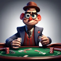 poker player, stylized, pixar