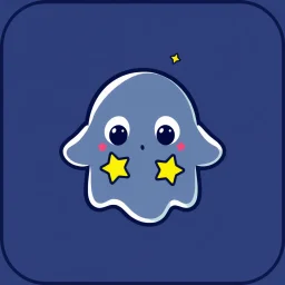 The icon for a service called Gaste. It should feature a cute ghost that has stars as its eyes