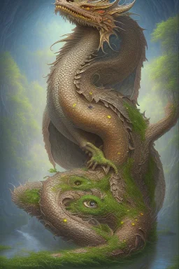 high-quality, fine-detail beautiful, dragon sleeping, flowers, clear reflective lake, tranquil, stunning, 8k resolution, intricate, digital art, detailed matte, volumetric lighting, George Grie, Anne Dittman, Anne Stokes, Lisa Parker, Selina French, Alphonse Mucha