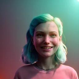 Ultra Realistic portrait, family, room home, retro futuristic scene, wes Anderson style. smile, happy, gradient color fog. highly detailed, concept art, unreal engine 5, ray tracing, RTX, lumen lighting, ultra detail, volumetric lighting, 3d, finely drawn, high definition, high resolution.