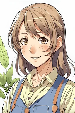 a female agronomist anime looking forward portrait design