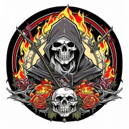 Gnome explosion skull death blood, undertaker,fire & smog