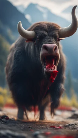 portrait of yodeling vampire in the Carpathian mountains sucking blood from a buffalo while kicking scared walrus,bokeh like f/0.8, tilt-shift lens 8k, high detail, smooth render, down-light, unreal engine, prize winning