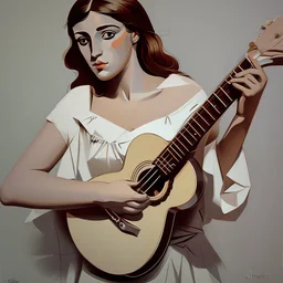 picasso Neoclassicism browns woman and guitar more lines realistic