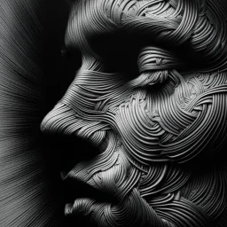 Woman face made of metal wires