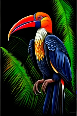 hornbill bird full body, digital art, photo, illustration, digital painting,oil painting, smooth, sharp focus, highly detailed, real bird