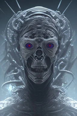 evil berserker, alien, tron, bitcoin eyes, 8k, finely detailed, dark light, photo realistic, hr giger