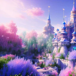 one crystal subtle castle blue and pink in a galactic ambiance , transparent petals, delicate colors, bin the foreground, full of details, smooth，soft light atmosphere, light effect，vaporwave colorful, concept art, smooth, extremely sharp, masterpiece, best quality, blue skinned, sparkling,8k, , sun light, 4K, RAW, depth of field,high contrast,