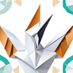 a flat "TokenQuill" chat origami logo, white background