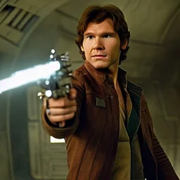 super photorealistic studio photo of Han Solo in star wars by Annie Leibovitz, intricate, headshot, highly detailed, sharp focus, cinematic lighting,