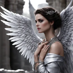 "It said..." Kalypso's fingers still on your hipbone, her nails dimpling the skin as her grip tightens. "It said you were coming." She shifts closer, her breath warm against your neck. "It showed me the first time I saw you—standing in a ruined city, tearing the wings from an angel." Her silver eyes burn with the memory even in the dim temple light. "I watched from the shadows and knew you for what you were."