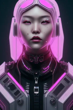 Portrait, Front image, cyberpunk Asian woman rabbit mask, black pink color, latex dress, highly detailed, concept art, smooth, unreal engine 5, god rays, ray tracing, RTX, lumen lighting, ultra detail, volumetric lighting, 3d, finely drawn, high definition, high resolution.