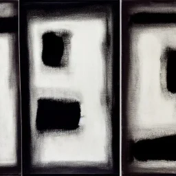 abstract artwork of black and white rectangles, oil on canvas, black and white, smudged charcoal, in the style of esteban vicente, in the style of mark rothko