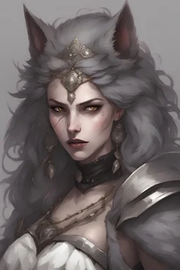 sadistic empress who wears D&D monaco clothes that her goal is to demonstrate her strength and subdue the weak. Her appearance is of a gray wolf covered with scars.