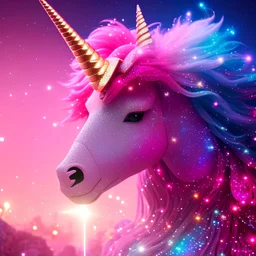 unicorn, glitter pink in a galactic ambiance, delicate colors in the foreground, full of details, smooth, light effect，vaporwave colorful, smooth, extremely sharp detail, finely tuned detail, ultra high definition, 8 k, unreal engine 5, ultra sharp focus