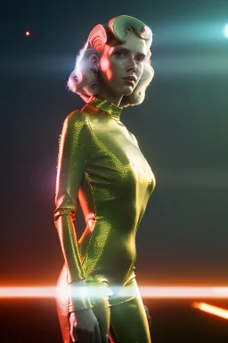 retro sci-fi portrait image from 1980, Los Angeles street explosions, fire, scared people, sweet young blonde woman walking, tight latex suit, soft color, highly detailed, unreal engine 5, ray tracing, RTX, lumen lighting, ultra detail, volumetric lighting, 3d, finely drawn, high definition, high resolution.