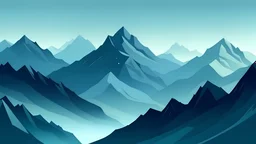 a vector graphic of icy mountains in the mist at dusk