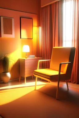 Dormitorio estilo ochentero con un sillón