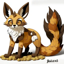 Create a fox cat with ground/rock-like features