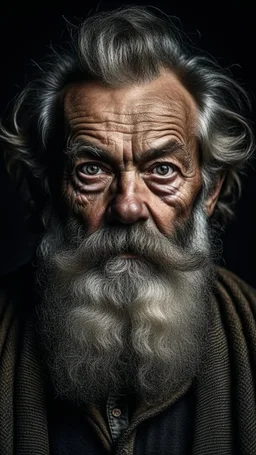 Photo of a brooding serious bearded old