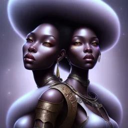 sango fantasy, fantasy magic, intricate, sharp focus, illustration, highly detailed, digital painting, concept art, matte, masterpiece head sexy view black African beauty black afro hair space lady silver sheepskin African Goddess