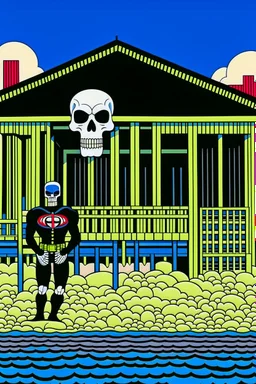 punisher sku;; beach hideout in the style of Hiroshi Nagai