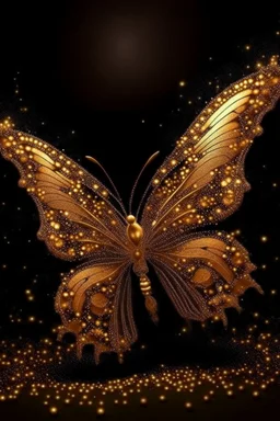 Luminous Light Brown butterfly Fireworks and manure full of stars