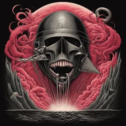 surreal horror tribute to "PINK FLOYD", Dark side of the Doom, wish you were fear, Style by Aeron Alfrey and Anton Semenov and Denis Forkas, silkscreened, sinister, Heavy metal Album art, color ink illustration, dark colors, smooth