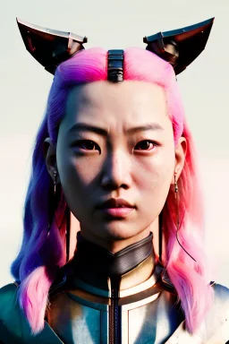 portrait, Asian cyborg woman, samurai warrior :: symmetry photography, cyberpunk style, pink hair, black samurai army, katana, japanese traditional ornaments, pink, white, black, glow eyes, cinematic, Ultra realistic, dark scene, soft color, highly detailed, unreal engine 5, RTX, ultra detail, 3d, finely drawn, high definition.