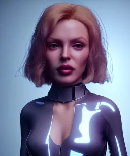 Actress, young Kylie Minogue, android woman, clean skin, circuits, ghost in the shell, latex coat, feather, cyber punk, neon, bamboo, blood, portrait, studio photo, unreal engine 5, soft color, 16 bit, god lights, ray tracing, RTX, lumen lighting, ultra deatail, volumetric lighting, 3d, finely drawn, hd.