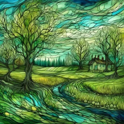 The place where the Dream and its followers live. Watercolor, fine drawing, beautiful van gogh landskape, pixel graphics, lots of details, pastel aqua colors, delicate sensuality, realistic, high quality, work of art, hyperdetalization, professional, filigree, hazy haze, hyperrealism, professional, transparent, delicate pastel tones, back lighting, contrast, fantastic, nature+space, Milky Way, fabulous, unreal, translucent, glowing