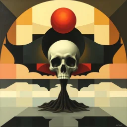 Abstract surrealist painting, geometric eulogies of Death's whisper, style inspired by Tracey Adams and Victor Pasmore