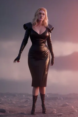 Kate Winslet as evil queen in black leather gown, cleavage, angry, dominaneering, stern look unreal 5, octane render,cinema4d, dynamic lighting, dramatic lighting, 4k, redshift render, highly detailed, hyper realistic