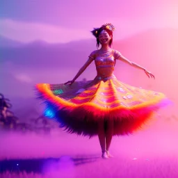 Ultra Realistic photo, medium shot view, drunken sweet dancer Asian woman, carnival scene, monster hair, steampunk style. Red hair, confeti, smile, happy, festival, ovnis, gradient color fog. highly detailed, concept art, unreal engine 5, ray tracing, RTX, lumen lighting, ultra detail, volumetric lighting, 3d, finely drawn, high definition, high resolution.