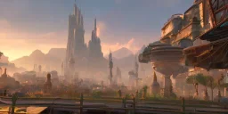 video game level design, city environment, concept art, cinematic, star wars