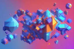 3D colorful geometric installation, simplistic, studio lighting, C4D, 16k, Behance, Artstation, centered, top down camera, vibrant