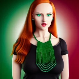 fullbody portrait of beautiful young busty atletic amazon Redhead woman with big green eyes with big emeralds necklace by Anthony Devas 8k