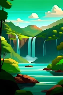paisaje realista con con colores brillantes y vivos de las cataratas del iguazu