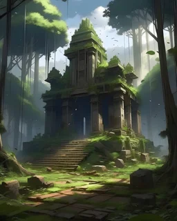 = templo destruido floresta anime