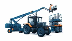 a generic Boom-lift, tractor and scissor-lift on a white background. Smooth vector